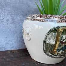 Load image into Gallery viewer, Vintage Ceramic Planter Plant Pot with Illustrations from Charles Dickins by Adams Pottery
