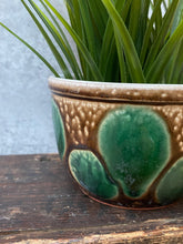 Load image into Gallery viewer, Vintage Ceramic Mid Century Green & Brown Planter Plant Pot