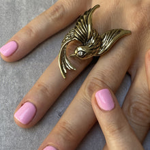 Load image into Gallery viewer, Vintage Oversize Bird & Faux Diamond Cocktail Ring