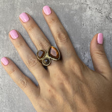 Load image into Gallery viewer, Vintage Gold Colour & Brown Stone Cocktail Ring