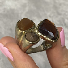 Load image into Gallery viewer, Vintage Gold Colour & Brown Stone Cocktail Ring