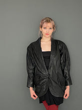 Load image into Gallery viewer, Vintage Mid 80s Black Patchwork Leather Blazer Coat Jacket
