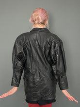 Load image into Gallery viewer, Vintage Mid 80s Black Patchwork Leather Blazer Coat Jacket