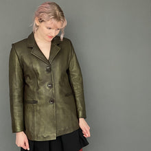 Load image into Gallery viewer, Vintage 90s Gold Bronze Real Leather Blazer Jacket
