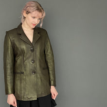 Load image into Gallery viewer, Vintage 90s Gold Bronze Real Leather Blazer Jacket