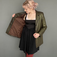 Load image into Gallery viewer, Vintage 90s Gold Bronze Real Leather Blazer Jacket
