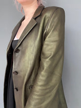 Load image into Gallery viewer, Vintage 90s Gold Bronze Real Leather Blazer Jacket