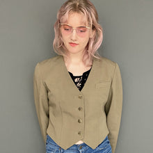 Load image into Gallery viewer, Vintage 80s Nude Brown Cropped Blazer Jacket Top