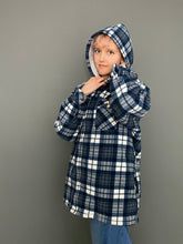 Load image into Gallery viewer, Vintage 90s Blue & White Fleece Lined Zip Up Lumber Oversized Hooded Jacket Top by Lee Cooper