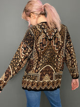 Load image into Gallery viewer, Vintage 80s Knitted Gold Button Tapestry Type Cardigan