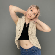 Load image into Gallery viewer, Vintage 90s Nude Beige Knitted Bolero Waistcoat Top