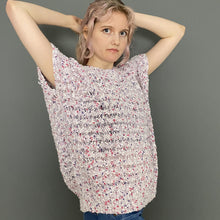 Load image into Gallery viewer, Vintage 80s Pink, Purple, White Knitted Crochet Jumper Top