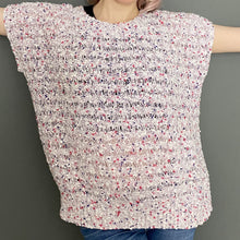 Load image into Gallery viewer, Vintage 80s Pink, Purple, White Knitted Crochet Jumper Top