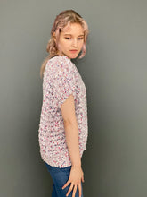 Load image into Gallery viewer, Vintage 80s Pink, Purple, White Knitted Crochet Jumper Top