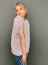 Load image into Gallery viewer, Vintage 80s Pink, Purple, White Knitted Crochet Jumper Top