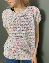 Load image into Gallery viewer, Vintage 80s Pink, Purple, White Knitted Crochet Jumper Top