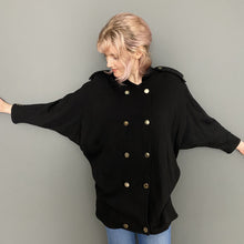 Load image into Gallery viewer, Vintage 80s Black Gold Button Blazer Jacket Oversize Sweatshirt Top