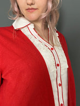 Load image into Gallery viewer, Vintage Early 80s Red & White Jumper Blouse Top