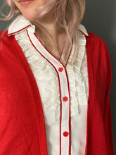 Load image into Gallery viewer, Vintage Early 80s Red & White Jumper Blouse Top