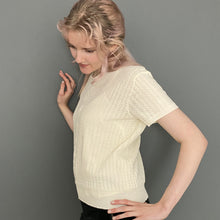 Load image into Gallery viewer, Vintage 80s Cream Crochet Knitted Style Delicate Short Sleeve Top Jumper
