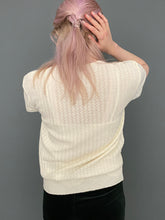 Load image into Gallery viewer, Vintage 80s Cream Crochet Knitted Style Delicate Short Sleeve Top Jumper