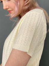 Load image into Gallery viewer, Vintage 80s Cream Crochet Knitted Style Delicate Short Sleeve Top Jumper