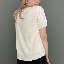 Load image into Gallery viewer, Vintage 90s White Floral Embroidered Knitted Short Sleeve Top Jumper