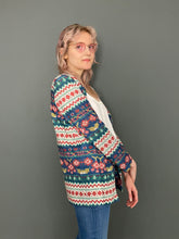 Load image into Gallery viewer, Vintage Late 80s Silky Aztec Print Button Blazer Jacket Blouse Top