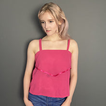 Load image into Gallery viewer, Vintage Early 80s Fuchsia Pink Square Neck Top