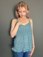 Load image into Gallery viewer, Vintage 90s Blue Floral Ditsy Print Spaghetti Strap Tunic Top by Benetton