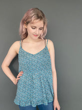 Load image into Gallery viewer, Vintage 90s Blue Floral Ditsy Print Spaghetti Strap Tunic Top by Benetton