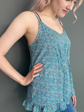 Load image into Gallery viewer, Vintage 90s Blue Floral Ditsy Print Spaghetti Strap Tunic Top by Benetton