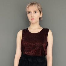 Load image into Gallery viewer, Vintage 90s Sleeveless Burgundy Red Sparkle Glitter Top