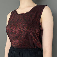 Load image into Gallery viewer, Vintage 90s Sleeveless Burgundy Red Sparkle Glitter Top
