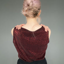 Load image into Gallery viewer, Vintage 90s Sleeveless Burgundy Red Sparkle Glitter Top