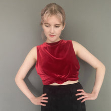 Load image into Gallery viewer, Vintage 80s Red Velvet Sleeveless Top by Laura Ashley