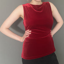 Load image into Gallery viewer, Vintage 80s Red Velvet Sleeveless Top by Laura Ashley