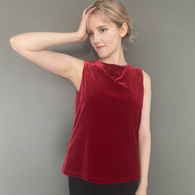 Load image into Gallery viewer, Vintage 80s Red Velvet Sleeveless Top by Laura Ashley