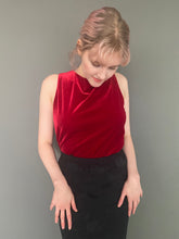 Load image into Gallery viewer, Vintage 80s Red Velvet Sleeveless Top by Laura Ashley