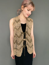 Load image into Gallery viewer, Vintage 70s Faux Suede Leather Crochet Waistcoat Top