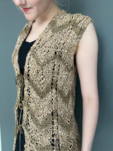 Load image into Gallery viewer, Vintage 70s Faux Suede Leather Crochet Waistcoat Top