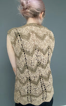 Load image into Gallery viewer, Vintage 70s Faux Suede Leather Crochet Waistcoat Top
