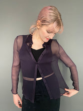 Load image into Gallery viewer, Vintage 90s Sheer Purple Blouse Shirt