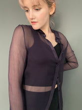 Load image into Gallery viewer, Vintage 90s Sheer Purple Blouse Shirt