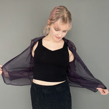 Load image into Gallery viewer, Vintage 90s Sheer Purple Blouse Shirt