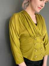 Load image into Gallery viewer, Vintage 80s Green 3/4 Sleeve Button Blouse Top