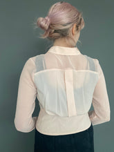 Load image into Gallery viewer, Vintage 90s Sheer Dusty Pink Pleated Top Blouse With Fitted Waist