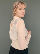 Load image into Gallery viewer, Vintage 90s Sheer Dusty Pink Pleated Top Blouse With Fitted Waist