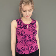 Load image into Gallery viewer, Vintage 80s Sleeveless Abstract Fuchsia Pink & Black Top
