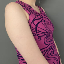 Load image into Gallery viewer, Vintage 80s Sleeveless Abstract Fuchsia Pink & Black Top